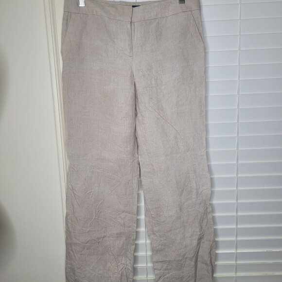 J. Crew Womens City Fit Linen Pants 2 Beige Lightweight Casual Capsule minimal - Picture 1 of 6
